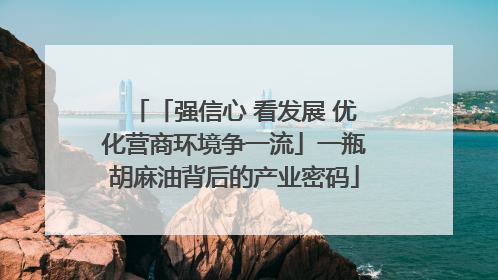 「强信心 看发展 优化营商环境争一流」一瓶胡麻油背后的产业密码