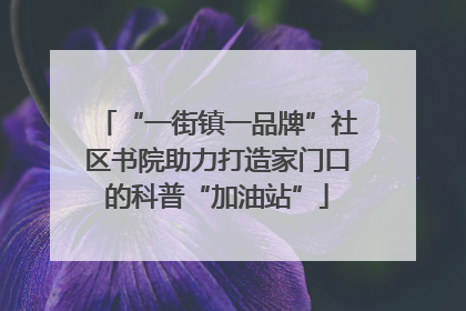 “一街镇一品牌”社区书院助力打造家门口的科普“加油站”