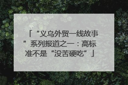 “义乌外贸一线故事”系列报道之一：高标准不是“没苦硬吃”