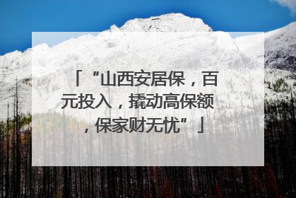“山西安居保，百元投入，撬动高保额，保家财无忧”