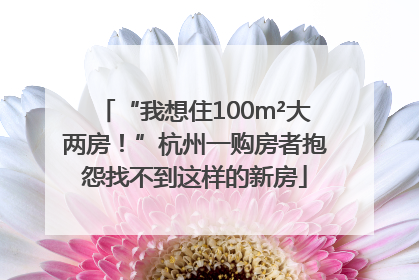 “我想住100m²大两房！”杭州一购房者抱怨找不到这样的新房