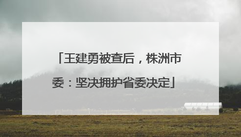 王建勇被查后，株洲市委：坚决拥护省委决定