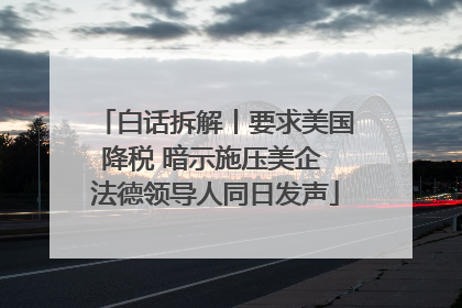 白话拆解丨要求美国降税 暗示施压美企 法德领导人同日发声