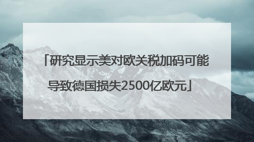 研究显示美对欧关税加码可能导致德国损失2500亿欧元