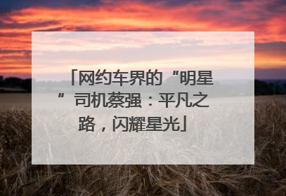 网约车界的“明星”司机蔡强：平凡之路，闪耀星光