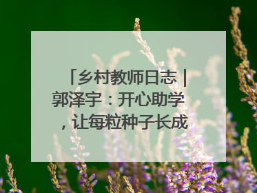 乡村教师日志｜郭泽宇：开心助学，让每粒种子长成最好模样