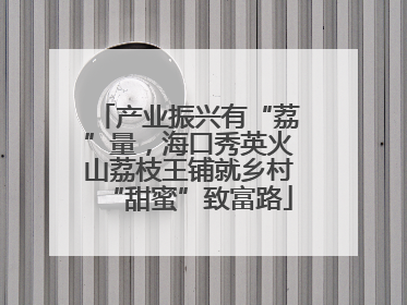 产业振兴有“荔”量，海口秀英火山荔枝王铺就乡村“甜蜜”致富路