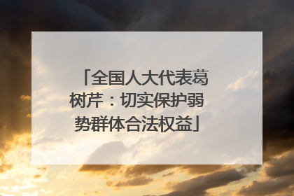 全国人大代表葛树芹：切实保护弱势群体合法权益