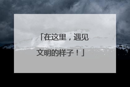 在这里，遇见文明的样子！