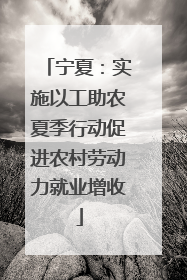 宁夏：实施以工助农夏季行动促进农村劳动力就业增收