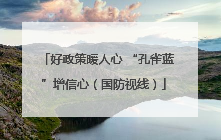 好政策暖人心 “孔雀蓝”增信心（国防视线）