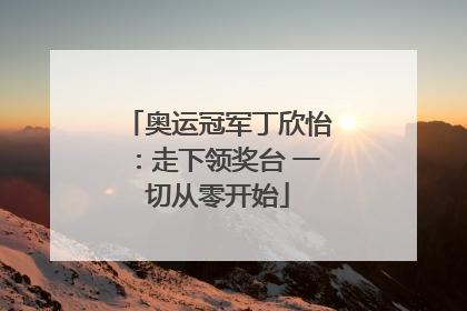奥运冠军丁欣怡：走下领奖台 一切从零开始