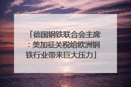 德国钢铁联合会主席：美加征关税给欧洲钢铁行业带来巨大压力
