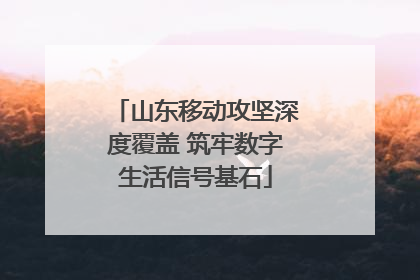 山东移动攻坚深度覆盖 筑牢数字生活信号基石