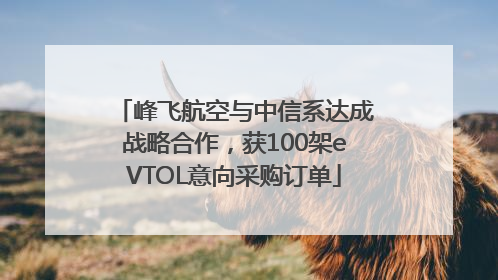 峰飞航空与中信系达成战略合作，获100架eVTOL意向采购订单