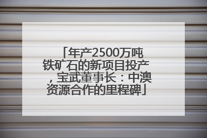 年产2500万吨铁矿石的新项目投产，宝武董事长：中澳资源合作的里程碑