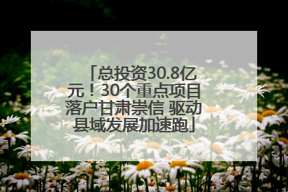 总投资30.8亿元！30个重点项目落户甘肃崇信 驱动县域发展加速跑