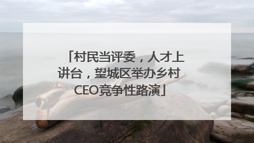 村民当评委，人才上讲台，望城区举办乡村CEO竞争性路演
