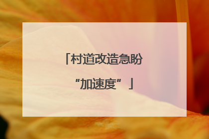 村道改造急盼“加速度”