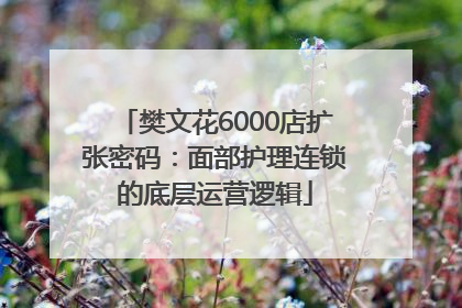 樊文花6000店扩张密码：面部护理连锁的底层运营逻辑