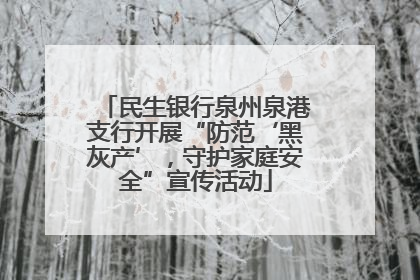 民生银行泉州泉港支行开展“防范‘黑灰产’，守护家庭安全”宣传活动