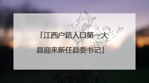 江西户籍人口第一大县迎来新任县委书记