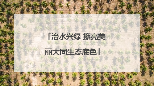 治水兴绿 擦亮美丽大同生态底色