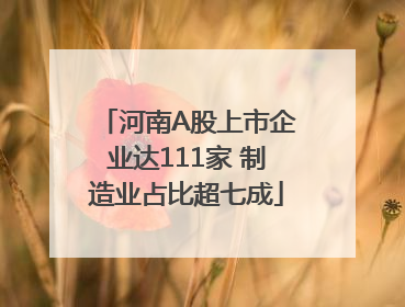 河南A股上市企业达111家 制造业占比超七成