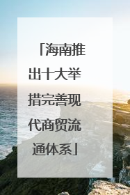 海南推出十大举措完善现代商贸流通体系