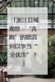 浙江县域观察：“奔跑”的德清何以争当“全优生”？