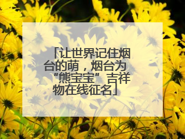让世界记住烟台的萌，烟台为“熊宝宝”吉祥物在线征名