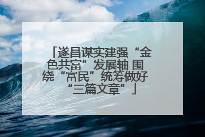 遂昌谋实建强“金色共富”发展轴 围绕“富民”统筹做好“三篇文章”