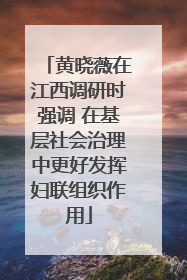 黄晓薇在江西调研时强调 在基层社会治理中更好发挥妇联组织作用