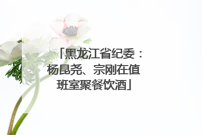 黑龙江省纪委：杨昆尧、宗刚在值班室聚餐饮酒
