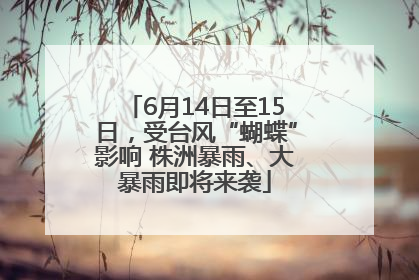 6月14日至15日，受台风“蝴蝶”影响 株洲暴雨、大暴雨即将来袭
